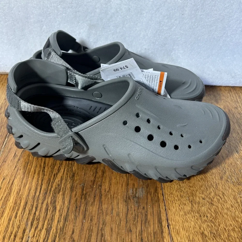 Crocs Mens Size 8 W's10 Echo Gum Ro Clog Slip On Gray Shoes